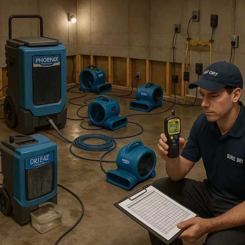 Structural Drying and Dehumidification process in Great Neck Estates, NY